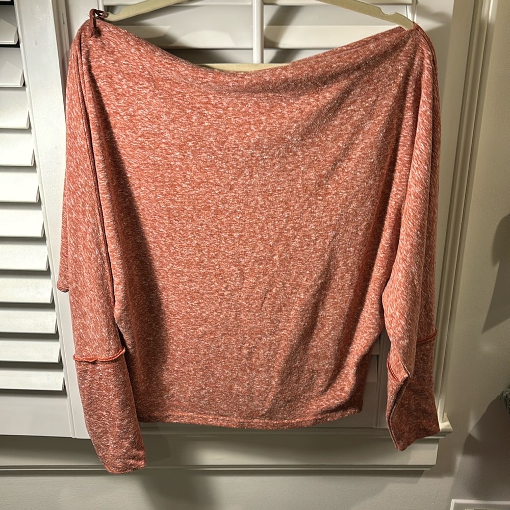 Free People (We The Free) Wide Neck Orange Long Sleeve